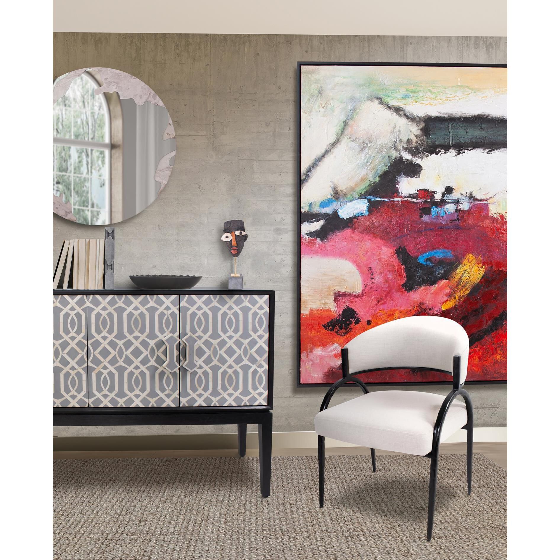 Shearer 60 inch Black and Gray with White Credenza